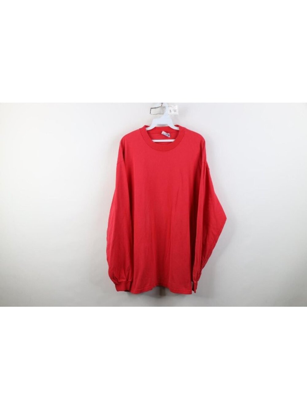 Vintage 90s Hanes Beefy Mens XL Faded Blank Heavy Cotton Long Sleeve T-Shirt Red
